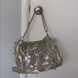BEBE silver leaf handbag
